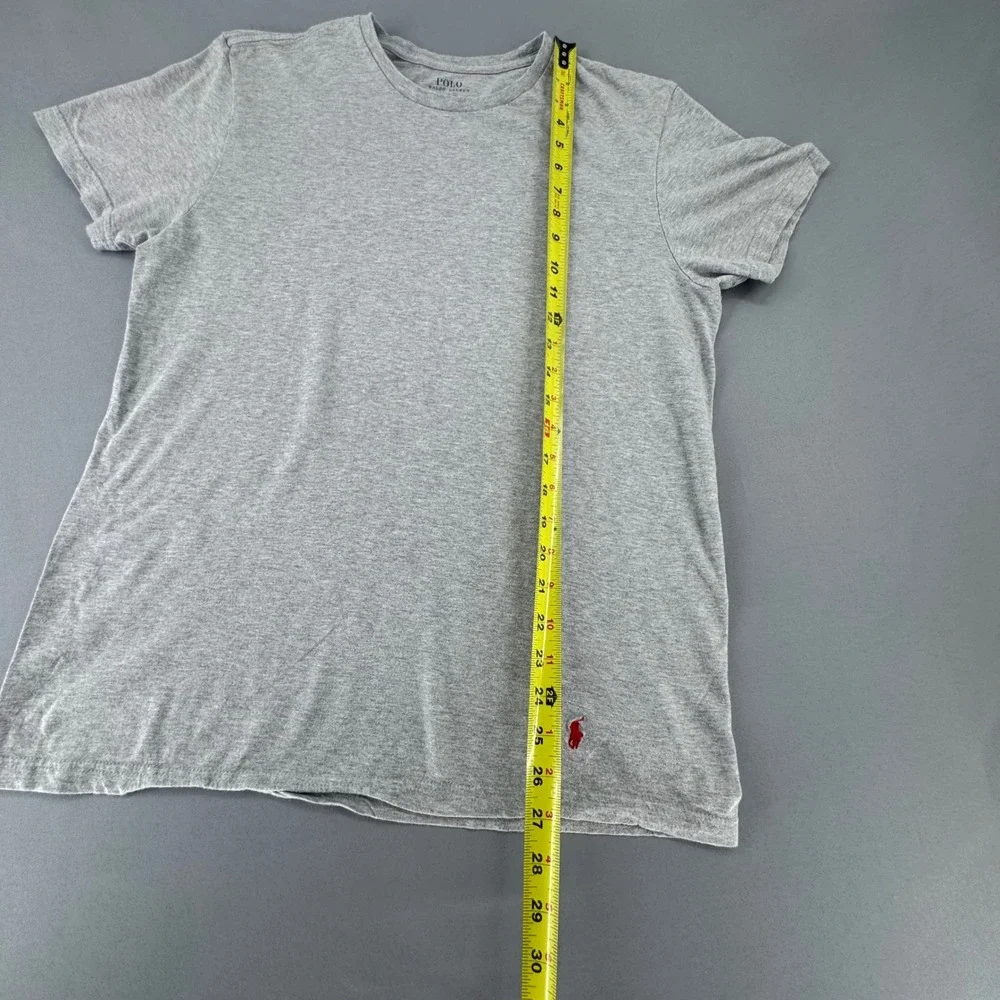 Polo Ralph Lauren Mens Classic Fit Cotton T-Shirt Heather Grey Red Pony Size M